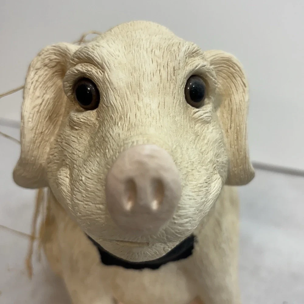 Black Spotted Pig Bank Raffia‎ Decorated